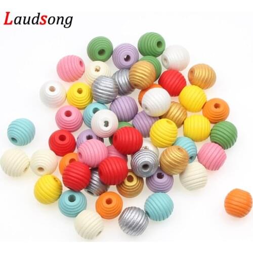 50/20pcs 12/18mm Beehive Shape Natural Wooden Beads Diy Round Spacer Loose Beads For Jewelry Making Handmade Necklace Bracelet