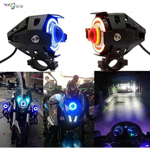 12V with switch angel eyes Motorcycle Headlight spotlight U7 LED Driving car Fog work Light Head spot Decorative Lamp