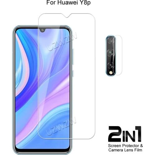 2 in 1 For Huawei Y8P Camera Lens Film & Screen Protector Guard Protective HD Tempered Glass Explosion Proof Anti-Shock