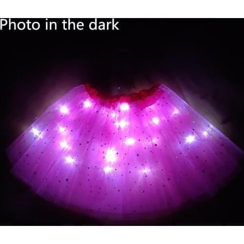 2021 New Light LED Girl Kids Clothes Star Tutu Skirt Princess Party Tulle Pettiskirt Child Ballet Dance Children Skirt