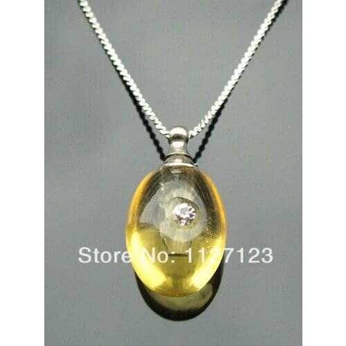 25pcs/lot yellow water drop Rice vials pendants rice vial pendant perfume empty glass bottle glass spray perfume bottle1