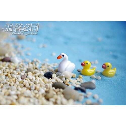 3pcs Duck Sets 2 Yellow Duch And 1 White Duck Miniature Fairy Garden Micro Landscape Dollhouse Bonsai Decor