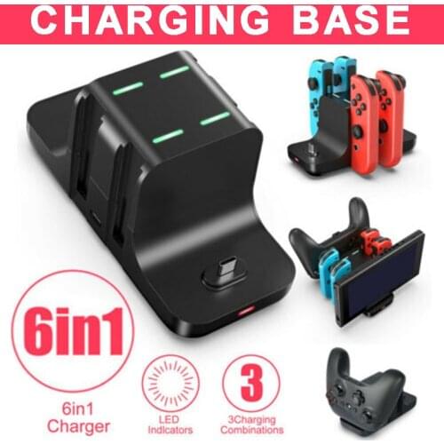6-in-1 Charging Dock Station Stand Charger Console Handle For Nintendo Switch For Joy-con Pro Handle Bracket Games Accessories