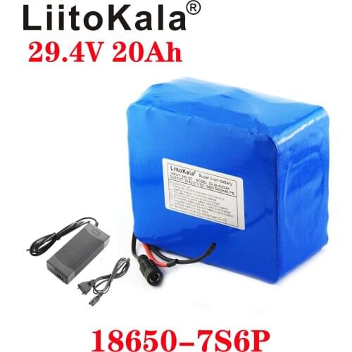 LiitoKala 29.4V 20AH 18650 3000mah 7S6P 24V 250W 350W 500W 750W Ebike battery electric bicycle battery 24V 20ah lithium battery