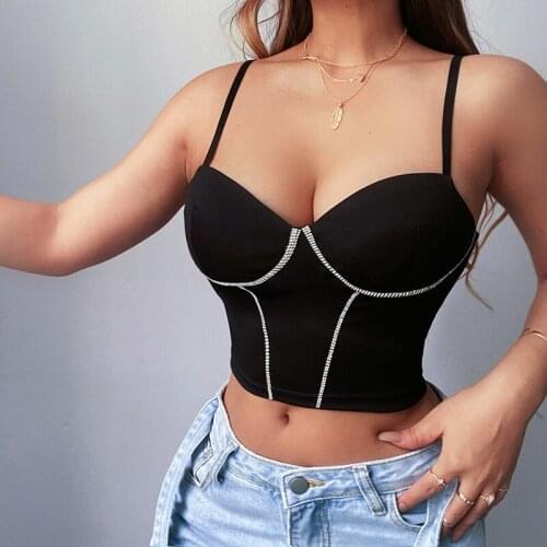 Black Corset Top Sexy Cute Spaghetti Strap Crop Top 2021 Fashion Casual Summer Women Cami Top 90s Y2k Aesthetic Camisole