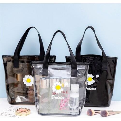 PVC Travel Transparent Cases Toiletries Daisy Storage Bag Makeup Bag Beautician Cosmetic Bags Beauty Case Toiletry Wash Handbags