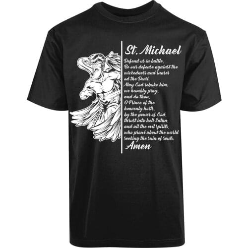 St. Michael Archangel T-Shirt Prayer Christian Pray Amen Warrior In Armor New 2019 Summer Hot Fashion Brand Concert T Shirts