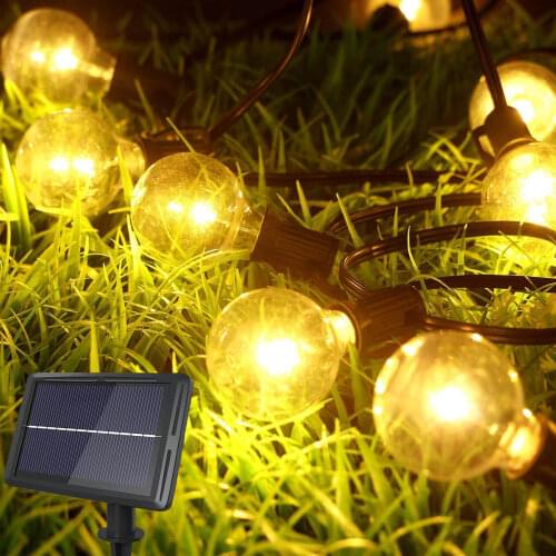 8M 26ft G40 Led Solar Globe Fairy Light String 25 LED Bulbs Outdoor Christmas Decor for Garden Patio Lamp Waterproof 4 Mode