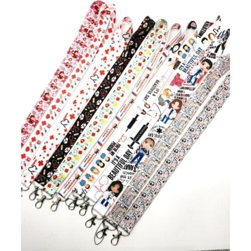 Hot Sale! Greys Anatomy Doctors nurse Lanyard Neck Strap Card Bus ID Holders With Key Chain