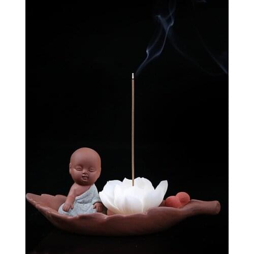 Ceramic Incense Burner Stick Holder Buddhism Lotus Line Incense plate Sandalwood Coil Base Temples Yoga Studios Home Decoration