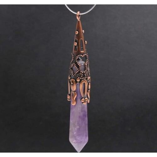 KFT Natural Healing Crystal Quartz Lapis Lazuli Hexagon Prism Pendulum Stone Pendant Green Turquoises Jewelry