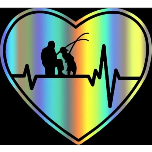 LLY-0854 Various Sizes/Colors Car Stickers Heartbeat Father Son Fishing Modeling Decal PVC Auto Motorcycle Accessories Decals
