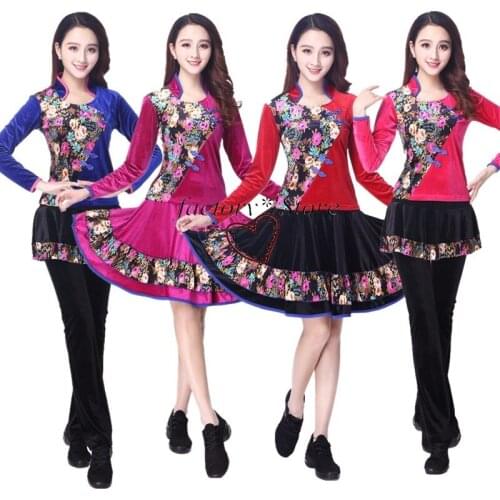 Square Dance Clothing Middle-Aged Jin Si Rong Dance Clothes Da Bai Qun Show Fit The Costume of The New Suit Autumn and Winter