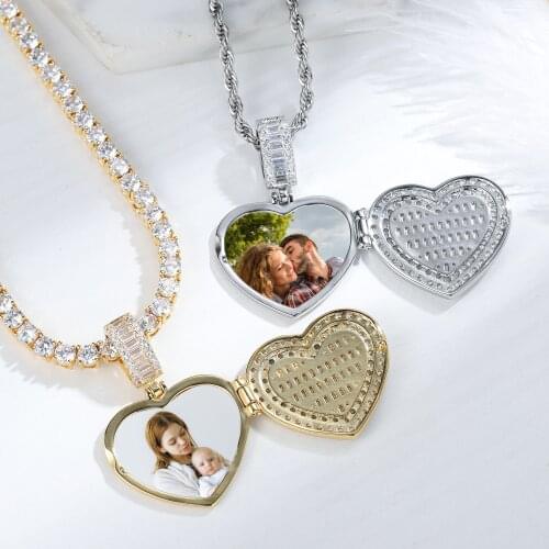 Custom Photo Necklace HipHop Jewelry Bling Iced Out Necklace Engraved Name Necklace Charm Jewelry For Mothers Day Gift Family