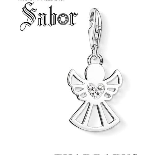 Silver plated Guardian Angel Dazzling Fairy Pendant Charm For Women Female Fit Bracelet Jewelry Valentine Day Gift thomas