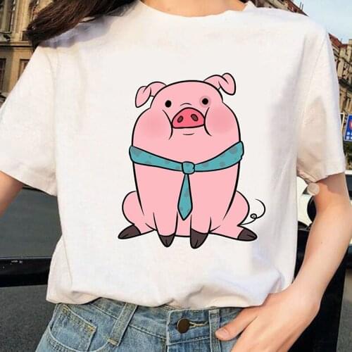Cute Pig Printed Harajuku T-shirt Womens Summer Pattern T-shirt Womens Girls Funny T-shirt Womens T-shirt 90s Blouse T-shirt