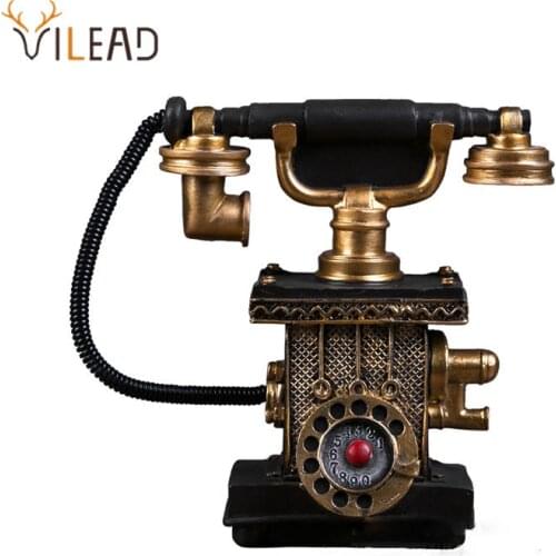 VILEAD Resin Telephone Model Statue Nordic Style Figurine Office Ornaments Bedroom Living Room Desktop Decoration Home Decor