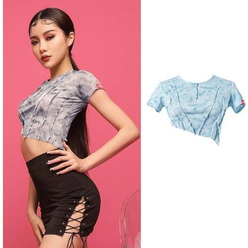 New Latin Dance Tops For Women Adult Sexy Short Sleeve Practice Clothes Professional Rumba Dancewear Tango Samba Shirt DWY5638