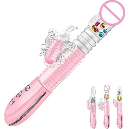 Rabbit Vibrator Telescopic Vibration Built-in ball Rotation G spot Dildo Vibrator Female Masturbation Adult Sex Toys for woman