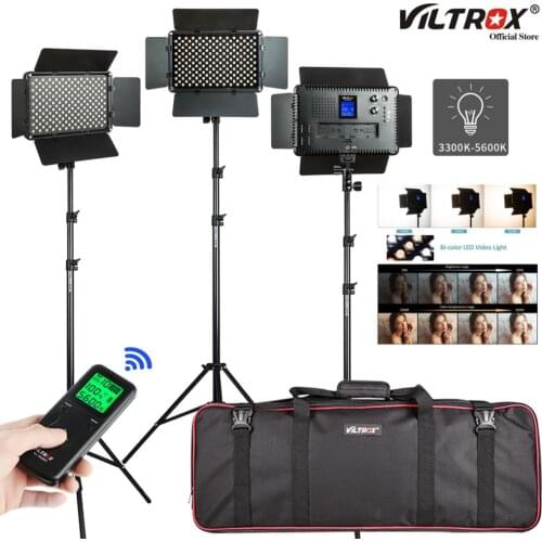 Viltrox VL-S192T 2/3pcs LED Camera Photo LED Video Light Panel Bi-color Dimmable Wireless Remote Lighting Kit with Light Stand