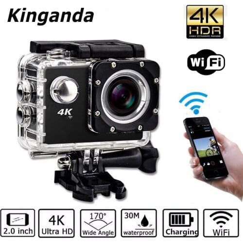 Ultra HD 4K Video Waterproof WIFI Camera Outdoor Action Sports Camcorder 1080P DV Cam Wide Angle 170 Degree Wide Angle 2.0 inch