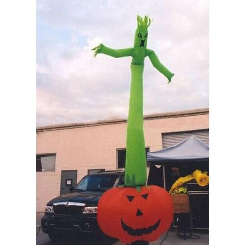 High Wave Air Tube Ghost Standing On Inflatable Pumkin for Halloween Day