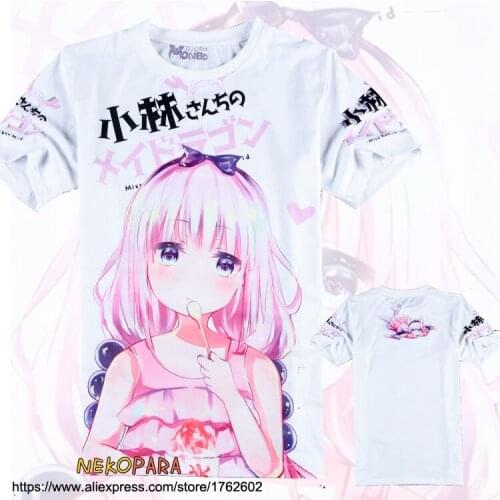 Japan Summer T-Shirt Miss Kobayashis Dragon Maid Kanna Double-side Print Anime Men Women Casual Short Sleeve Shirt Tee Tops