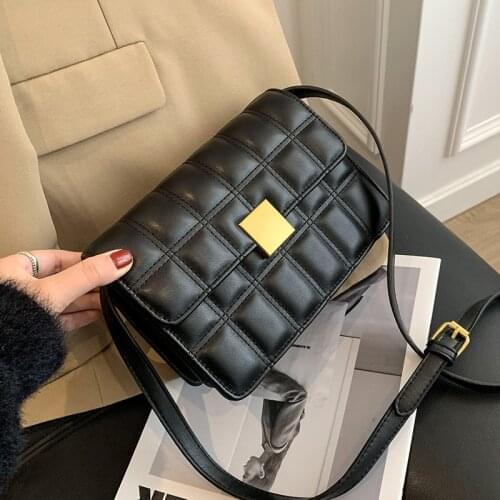 Luxury Fashion Brand Square Grid PU Leather Ladies Crossbody Shoulder Handbags Beautiful Women 2020 Bags for Black Women Casual