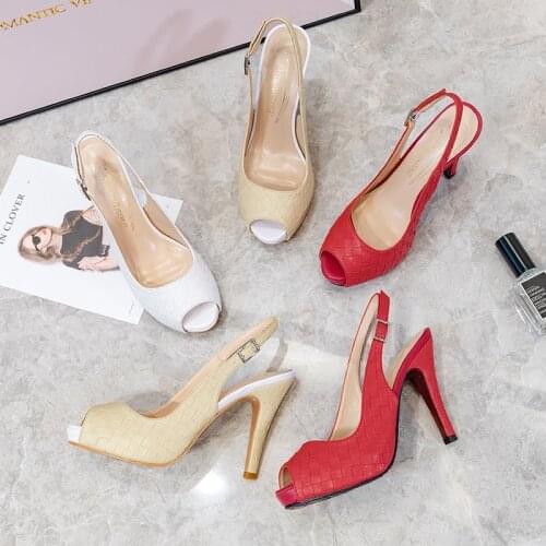 BaoYaFang 10.5cm High Heel Open Toe Party Performance Shoes woman Wedding Buckle Platform shoes Bride Female Fashion High Pumps
