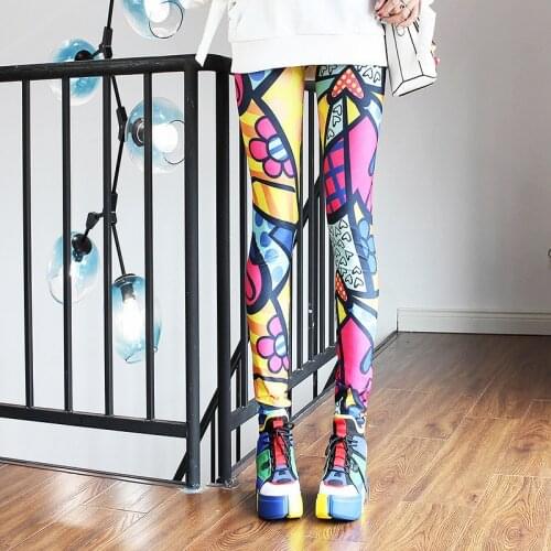 New Fluorescent Color Leopard Print Milk Silk Cropped Trousers Womens Outer Leggings Leggings Cow Print Pants Leggings Women