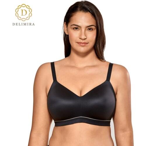 Delimira Womens Smooth Full Coverage Lightly Padded U-back Wireless Bra Plus Size