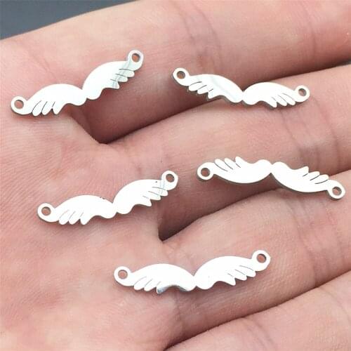 Angel Wings Stainless Steel Connectors 10pcs Flying Fairy Feather Charm Necklace Connector Diy Bracelet Jewelry Making Finding