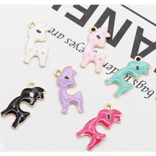 10pcs Alloy Small Deer Enamel Charms 11*23mm Sika Deer Pendants Animal DIY Earring Bracelet Hair Charm Jewelry Accessories YZ567