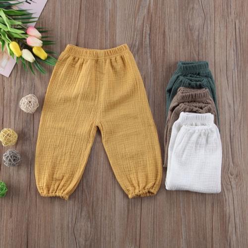 2018 Brand New Fashion Toddler Baby Kids Girls Boys Solid Cotton Wrinkled Bloomers Trousers Legging Pants Casual Clothes 6M-4T