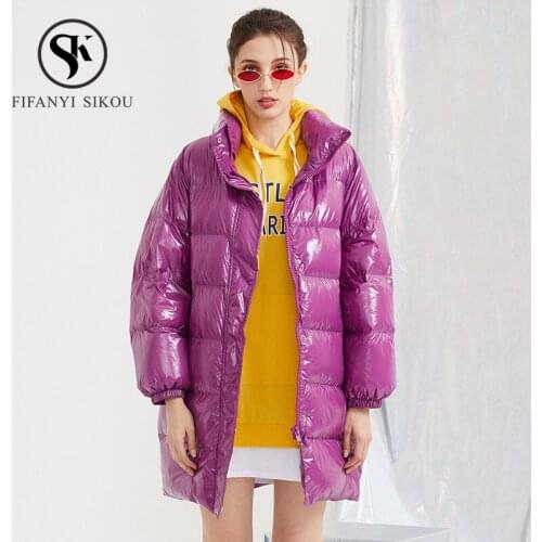 2019 Fashion Women Down Jacket Thick Warm White duck down High quality Stand collar Down coat Female Loose Casual Winter Coat