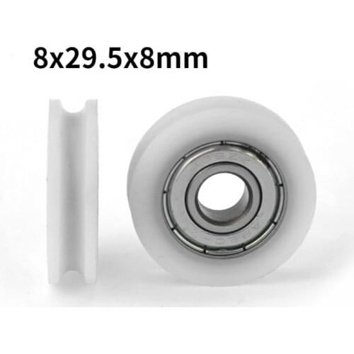 5pcs Plastic-wrapped bearing pulley Groove U-slot guide wheel line small wheel rolling bearing sheave 8 x 29.5 x 8