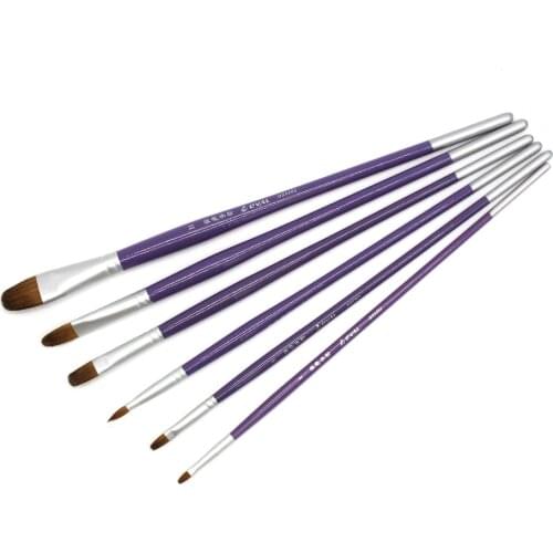 High-Grade Weasel Hair Acrylic Ink Brush Peak Line Paintbrush Oil Painting Pen Drawing Art Set Stationery Supplies 6pcs set