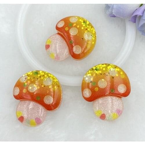 8pcs/lot kawaii resin Cute Shiny and colorful mushrooms flatback cabochons For Hair Bow Centers DIY Scrapbooking Decor C16