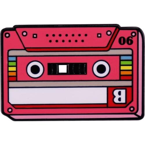 B Side Pastel Rainbow Retro Cassette Tape Brooch Metal Badge LGBTQ Pride Vintage Music Theme Artwork Enamel Pin