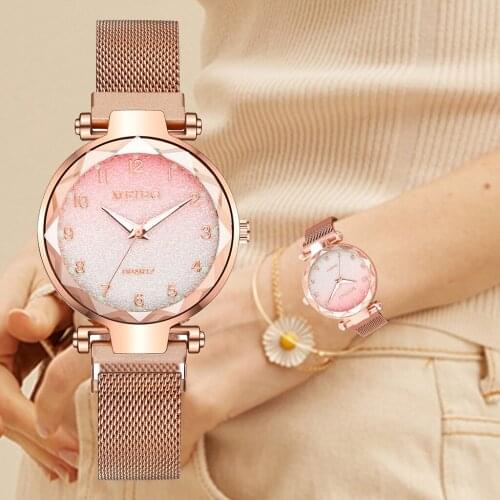 New Fashion Magnet Buckle Gradient Color Quartz Watch Luxury Ladies Fashion Women Watch Gift Clock