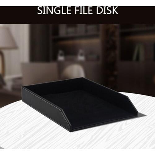 Business Single Layer File Tray PU Leather Desk Sundry Container Holder Office Documents Storage Plate Stationery CUSTOMIZE LOGO