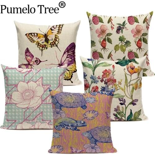 Elegant Butterfly Home Decoration Pillows Case Flower Bird Decorative for Living Room Cushion Cover Fish Insect Pillow Covers