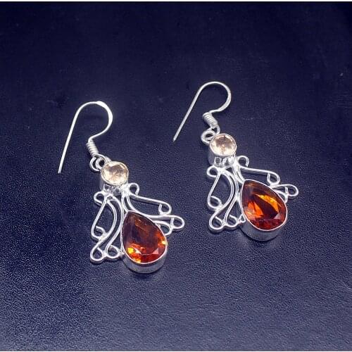 Gemstonefactory Big Promotion 925 Silver Fashion Jewelry Sunny Honey Topaz Women Ladies Gifts Dangle Drop Earrings 20212261