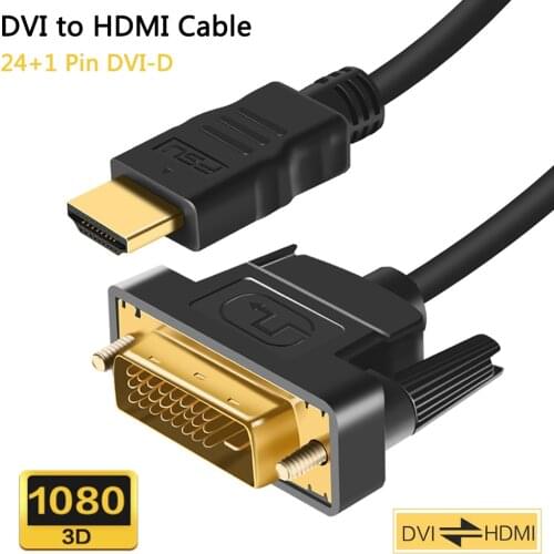 DVI TO HDMI Cable DVI-D 24+1 Pin Adapter Cables 1080P 3D HDMI to DVI Cable for HDTV XBO DVD Projector Monitor PS4/3 1M 2M 3M 5M