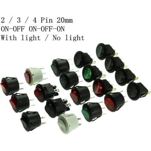 KCD1 Rocker Switch 2 Pin 3 Pin 4 Pin 20mm ON-OFF ON-OFF-ON Round Boat Switch AC 6A/250V 12V Waterproof Cap Car Dash Dashboard