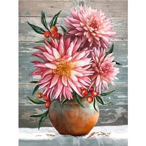 Chrysanthemum Ceramic Jar Diamond Painting Floral Round Full Drill Flower Vase Nouveaute DIY Mosaic Embroidery 5D Cross Stitch