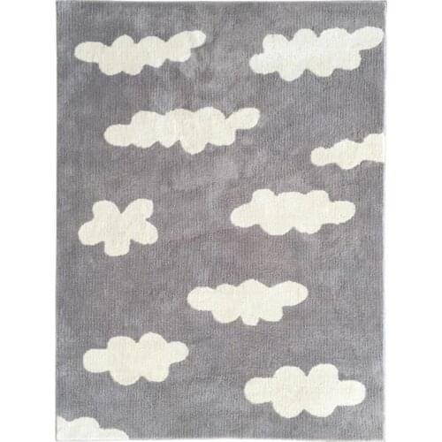 Gray White Cloud Pattern Carpet Kids Room Rug Cotton Bedside Carpet Cute Room Decor Nursery Living Room Baby Play Mats Washable