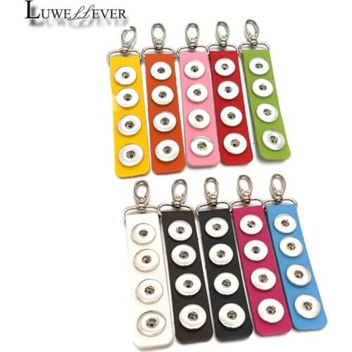 Fashion 039 Genuine Leather Key Chains Fit 18mm Snap Button Keychain Jewelry For Men Women Keyrings Candy Colors Gift