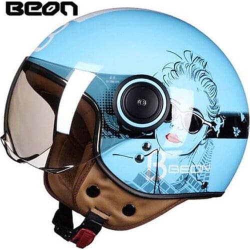 New girl Design 3/4 open face motorcycle helmet BEON B110B ABS retro motorbike vehicles Motocross running helmets four seasons