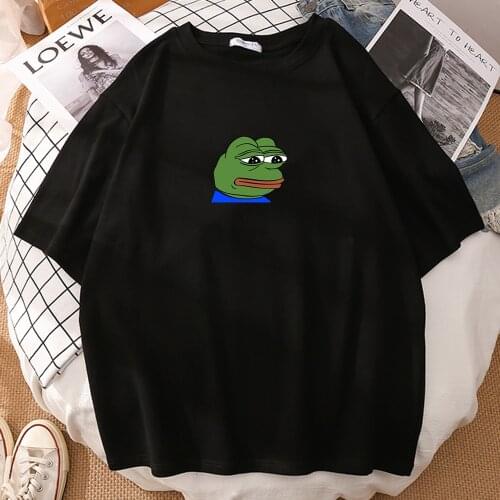 Sad Frog This Is A Sad Story Prints Mens Tshirts Oversized Comfortable T-Shirts Round Neck Tee Shirts Summer Loose T-Shirt Mans